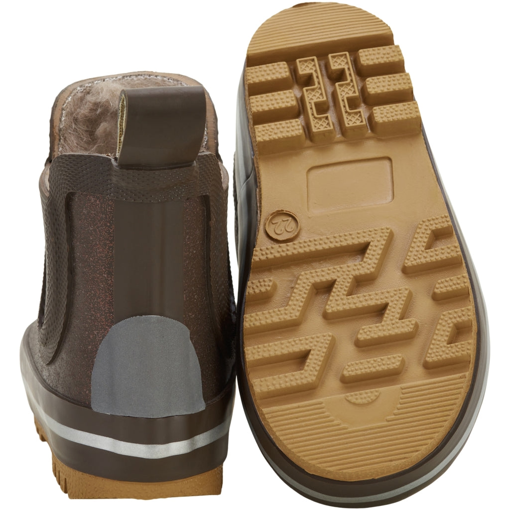 Mikk line - Korte Regenlaarsjes met nepbont Brons glitter