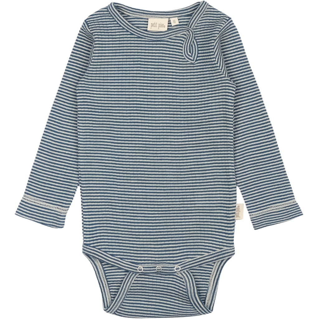 PETIT PIAO - MERINO WOLLEN ROMPER ENSIGN BLUE