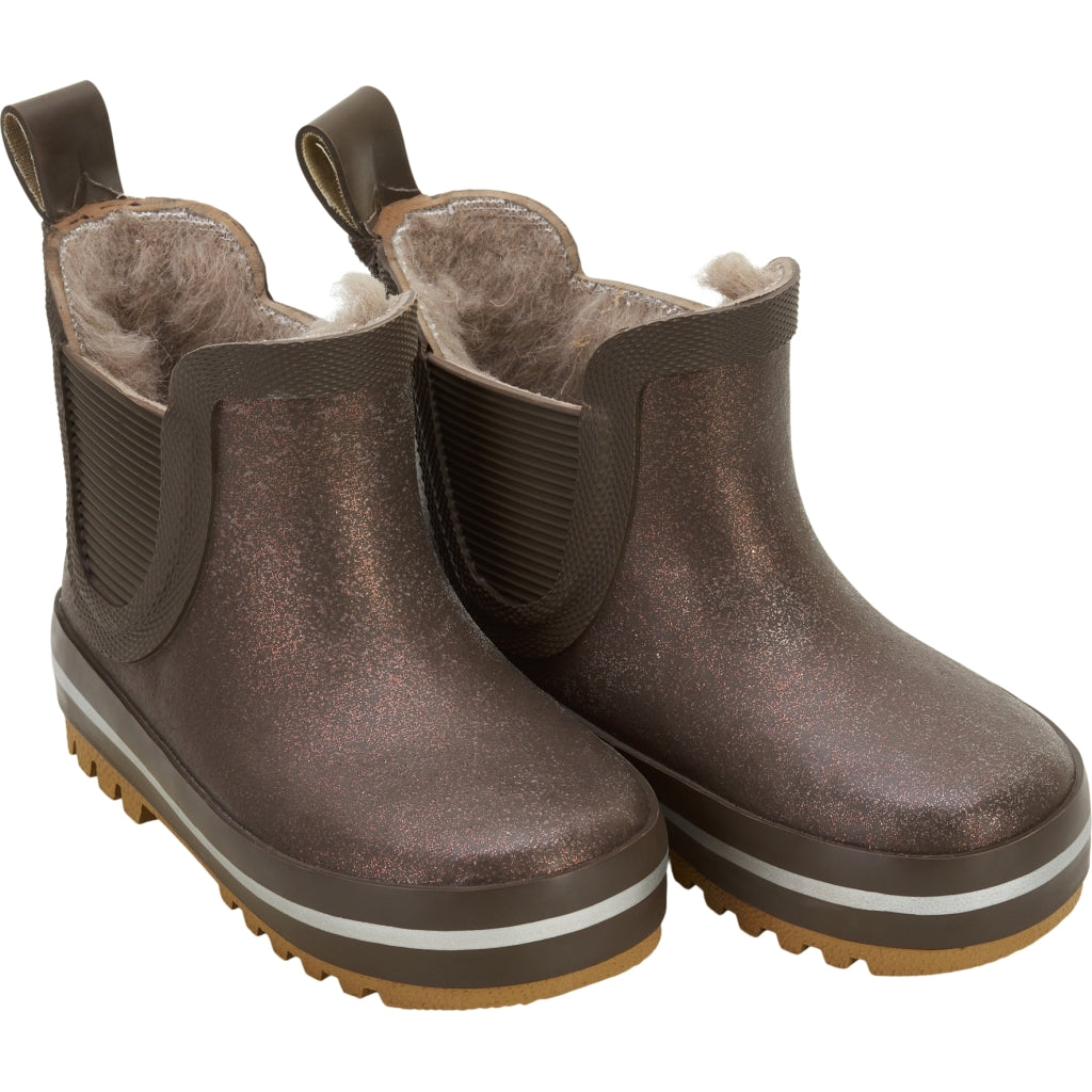 Mikk line - Korte Regenlaarsjes met nepbont Brons glitter