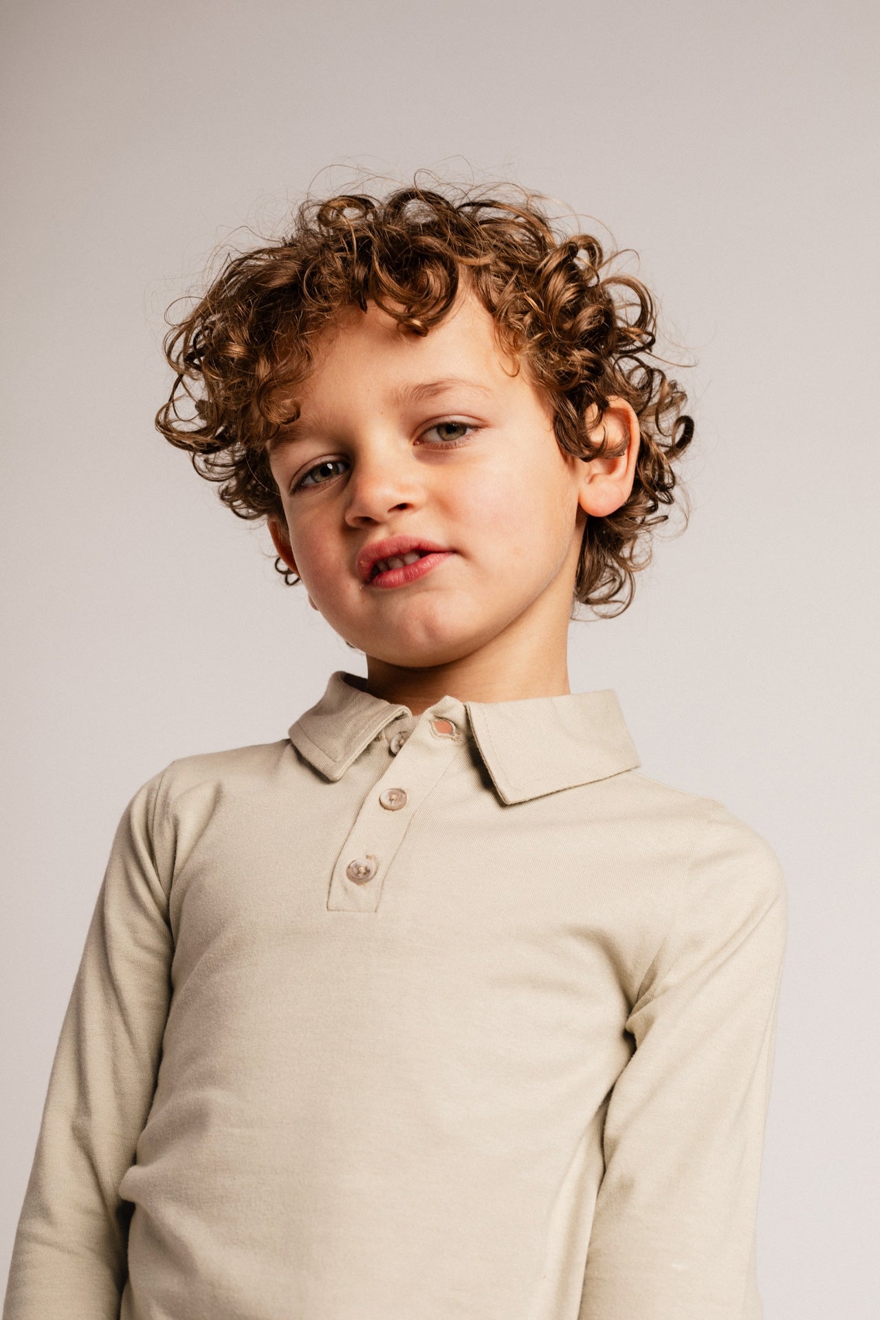BAJE - BROC POLO LANGE MOUW SAND DESERT