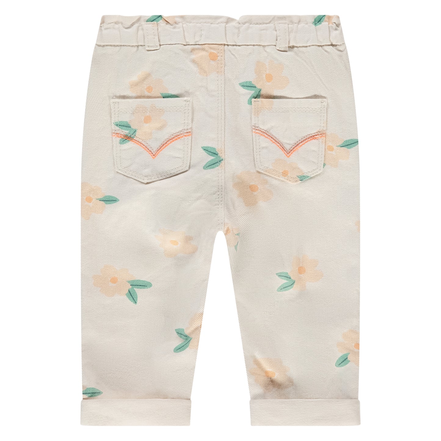 BABYFACE - IVORY DENIM BROEK MET ORANJE BLOEMETJES