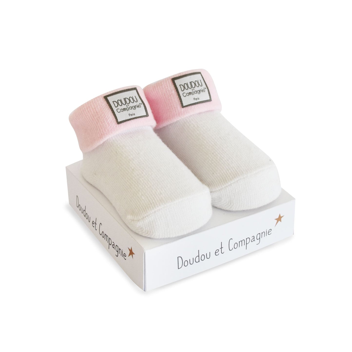 DOUDOU - sokjes wit met babyroze