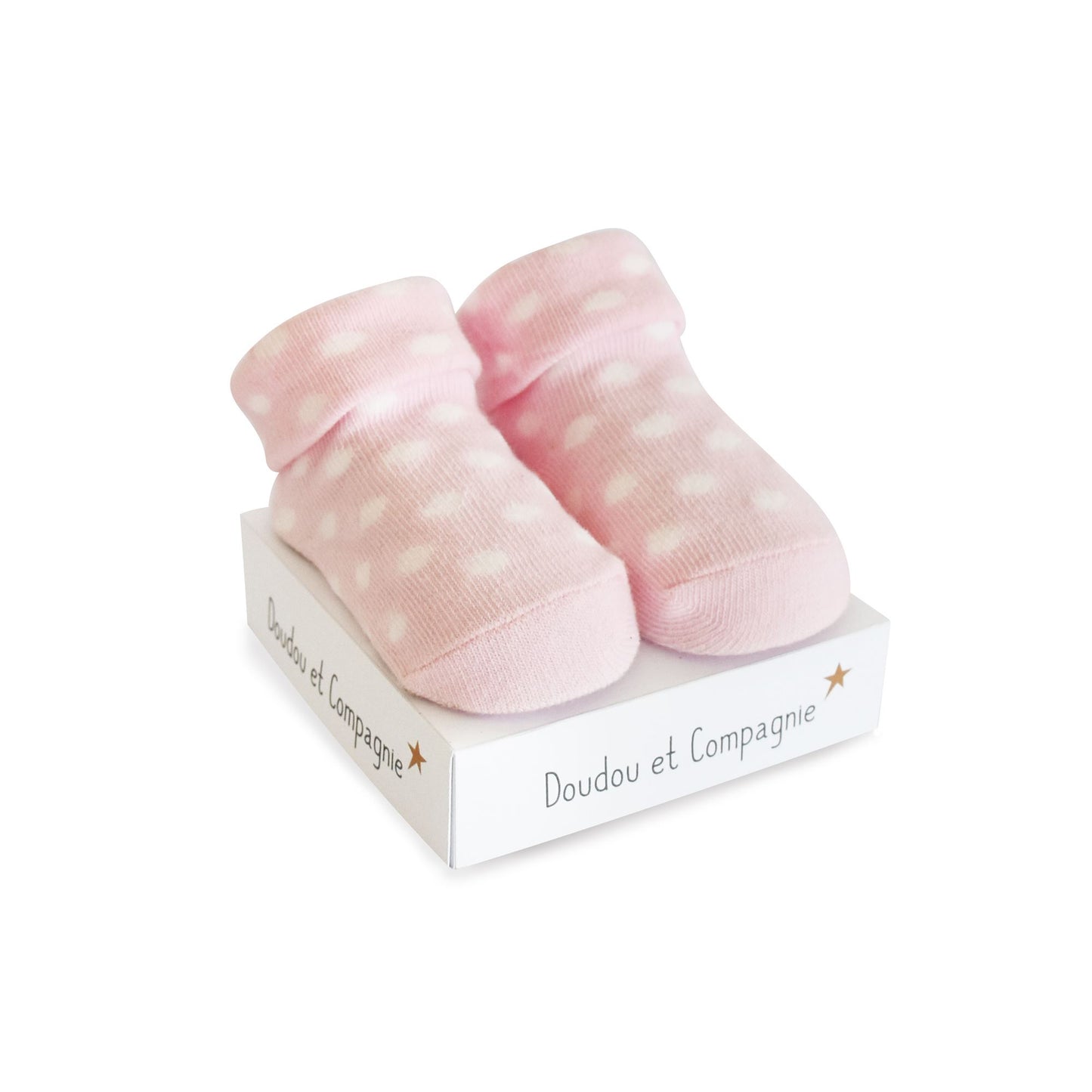 DOUDOU - sokjes babyroze met witte stipjes