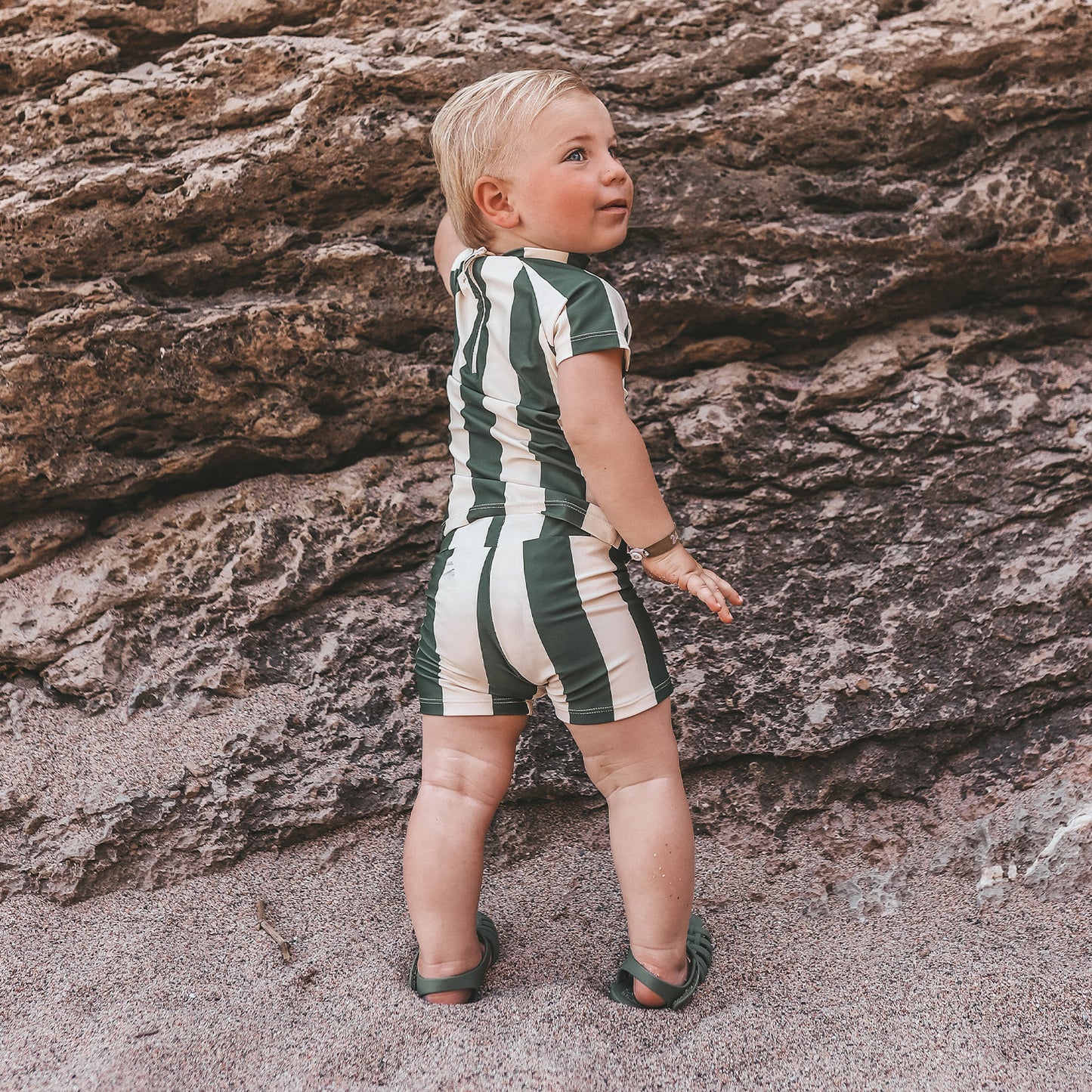 SALTED STORIES - GREEN STRIPE ZWEMBROEK STRAK