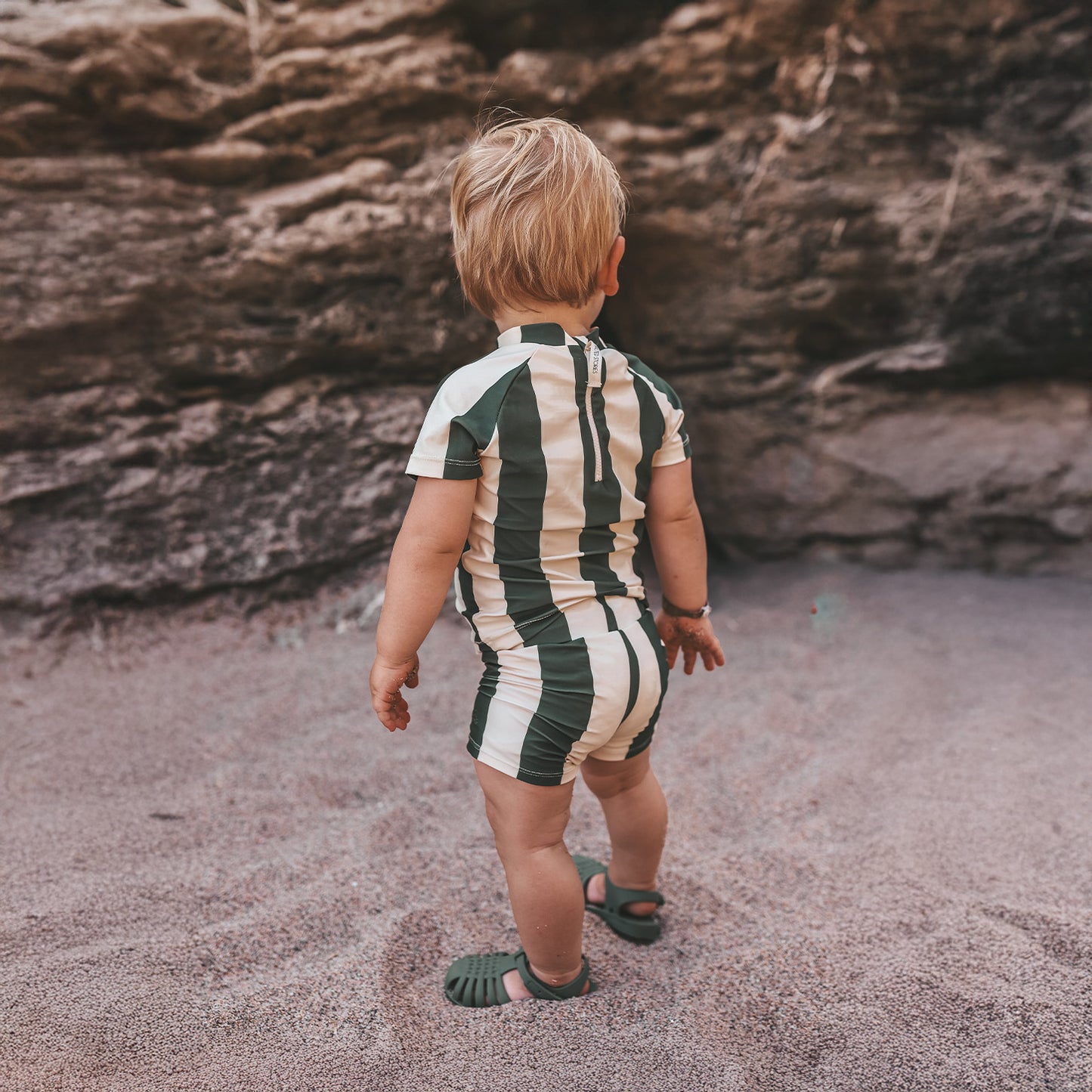 SALTED STORIES - GREEN STRIPE ZWEMBROEK STRAK