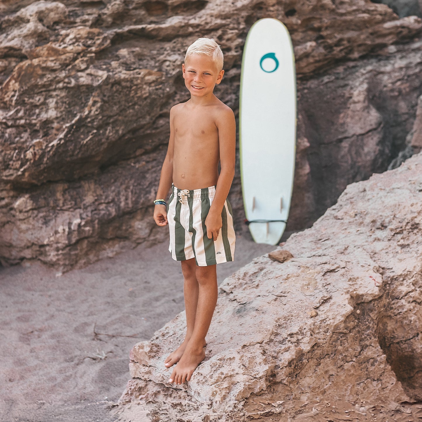 SALTED STORIES - GREEN STRIPE ZWEMSHORT