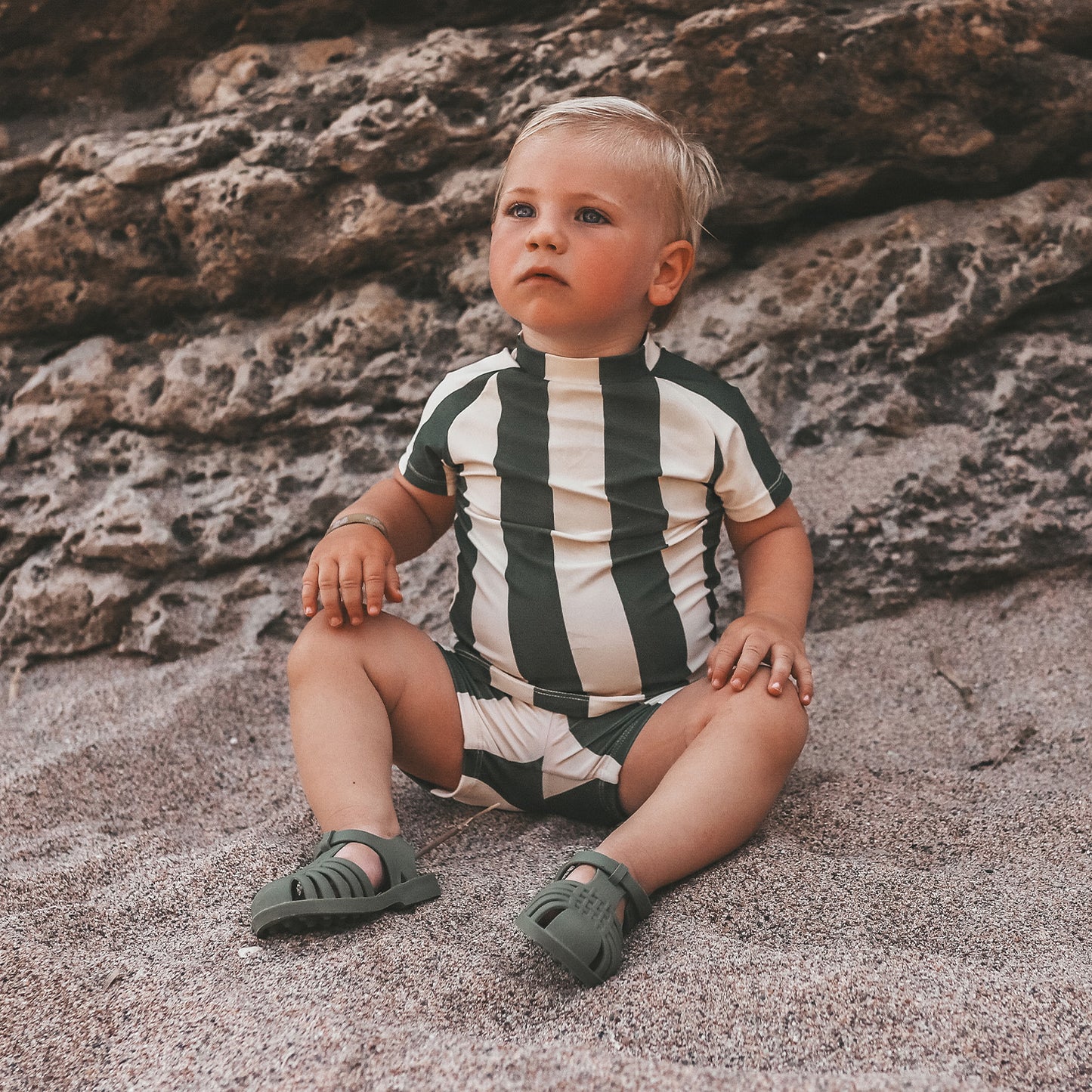 SALTED STORIES - GREEN STRIPE ZWEMSHIRT
