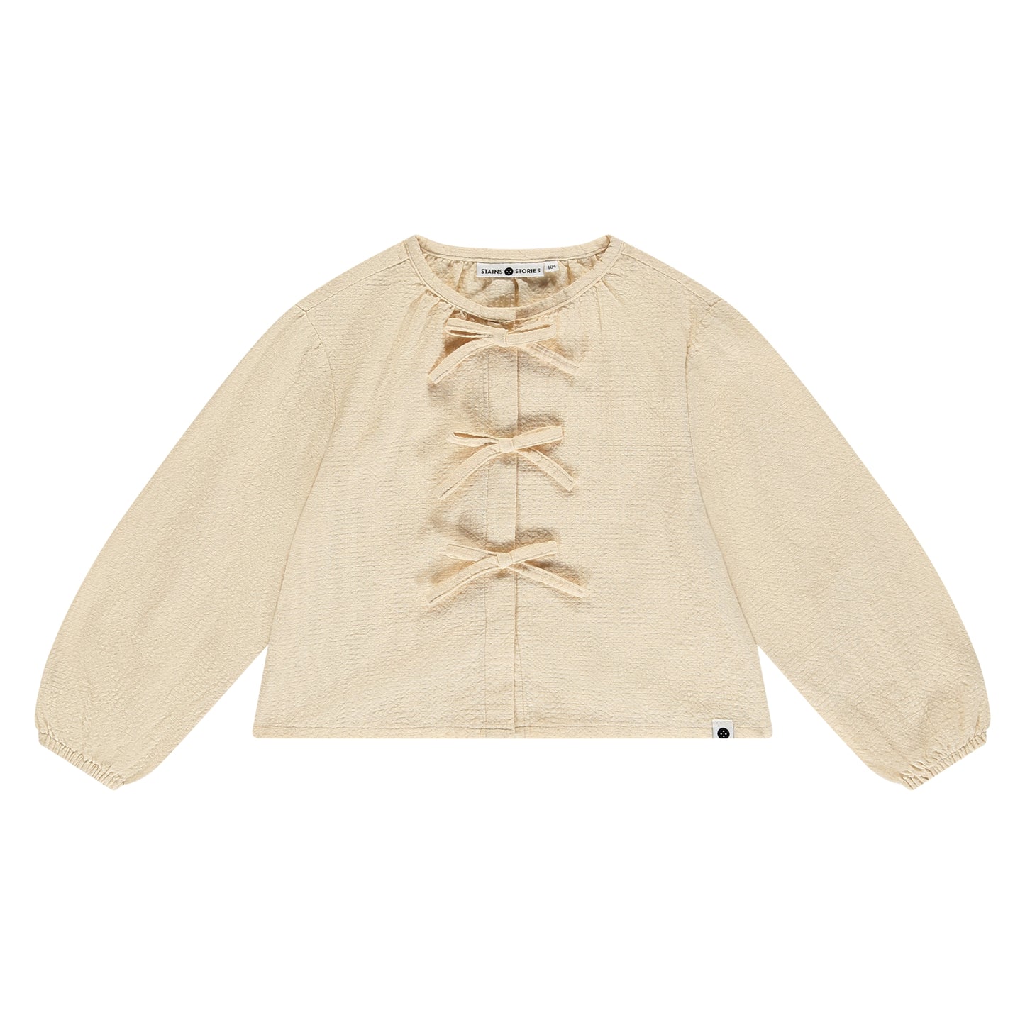 STAINS AND STORIES - CREAM BLOUSE MET STRIKJES