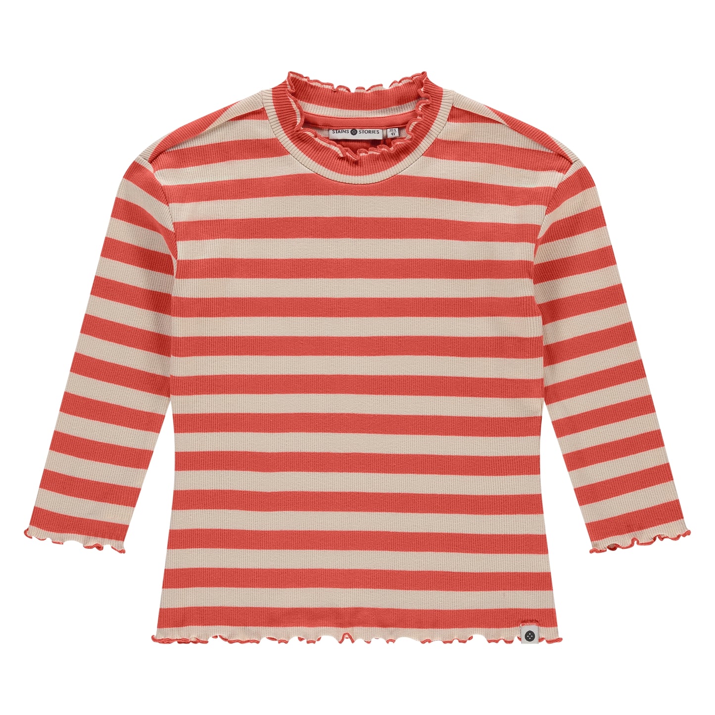 STAINS AND STORIES - GESTREEPT SHIRT GRAPEFRUIT