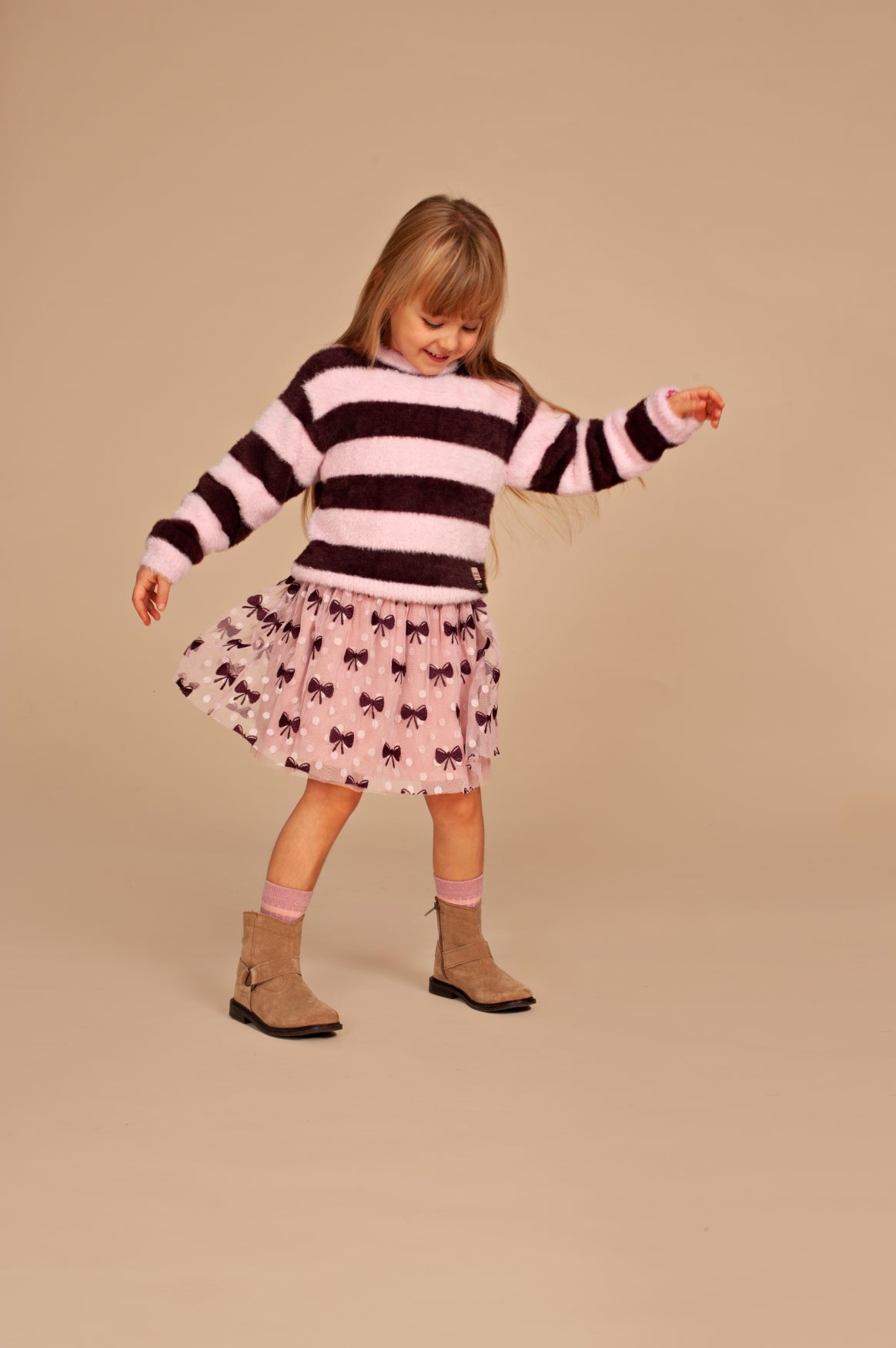 STAINS AND STORIES - WINE RED / ROZE STRIKJES ROK