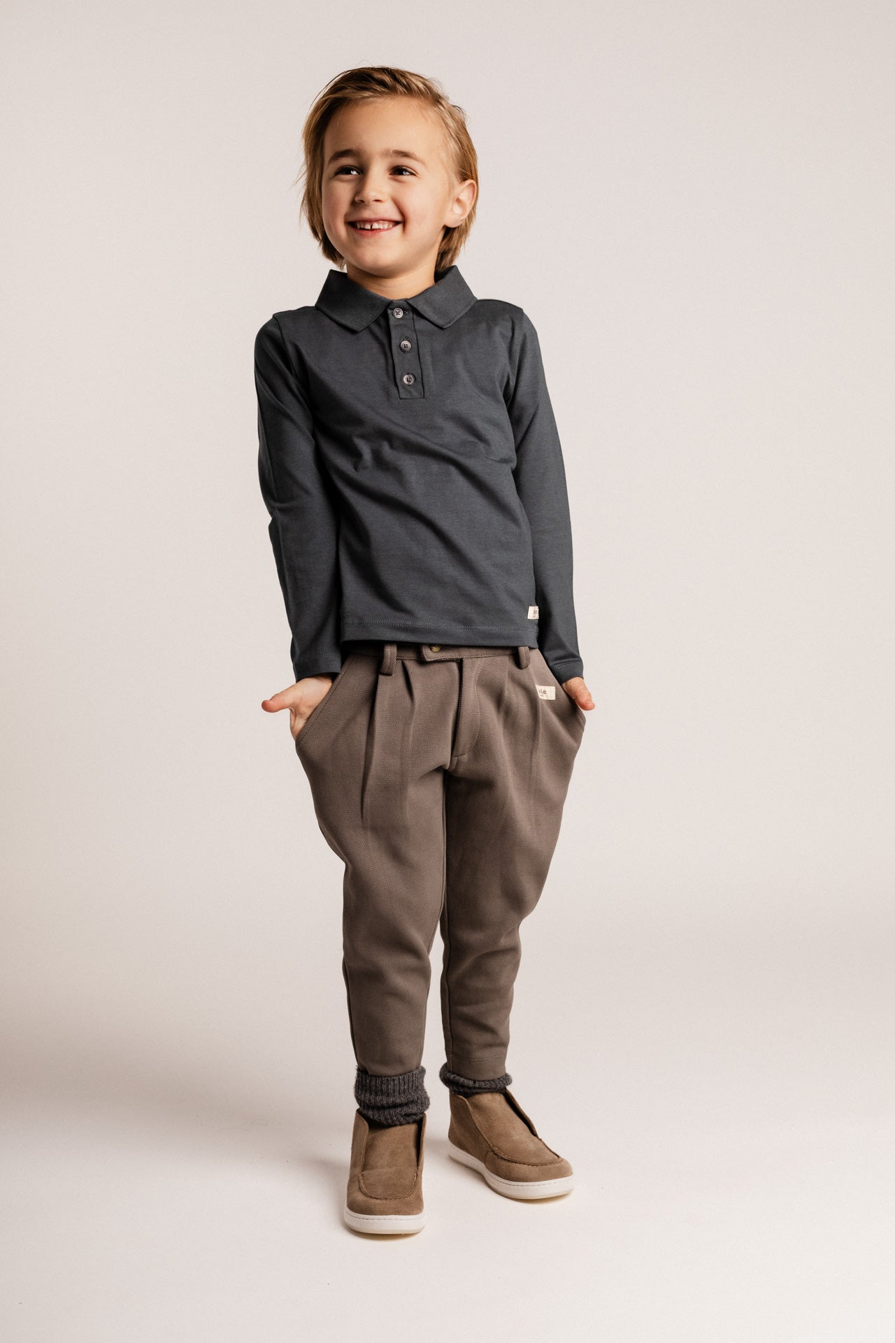 BAJE - BROC POLO LANGE MOUW BLUE VINTAGE