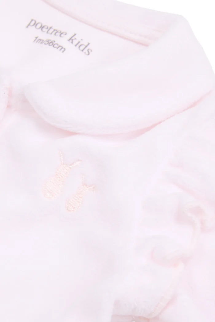 POETREE - BABYPAKJE VELOURS MET RUCHES ROZE