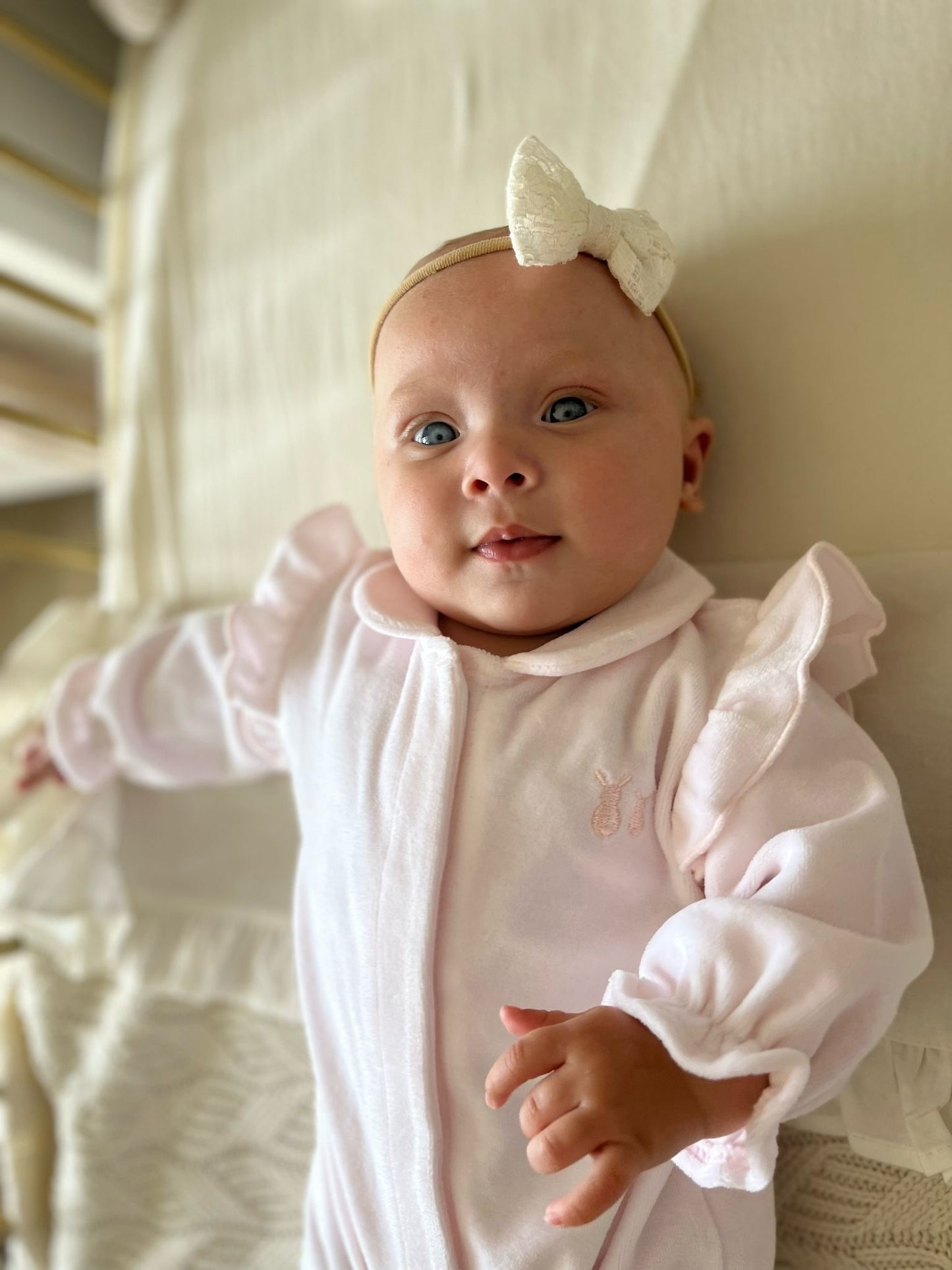 POETREE - BABYPAKJE VELOURS MET RUCHES ROZE