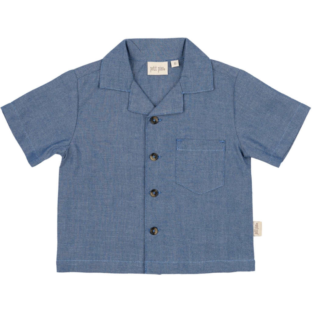 PETIT PIAO - BLOUSE MET KORTE MOUW DENIM
