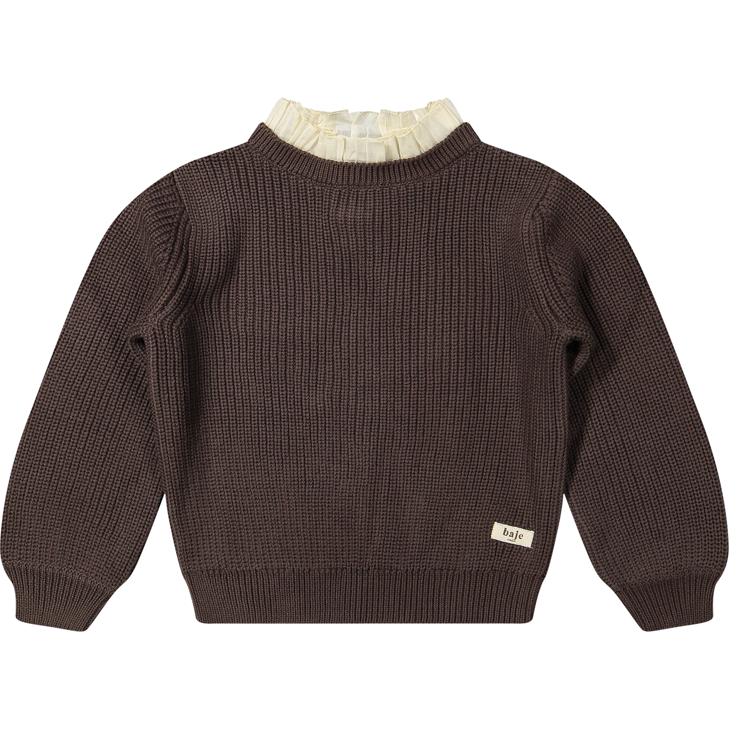 BAJE - SOHO GEBREIDE TRUI MET KRAAGJE BROWN CHOCO