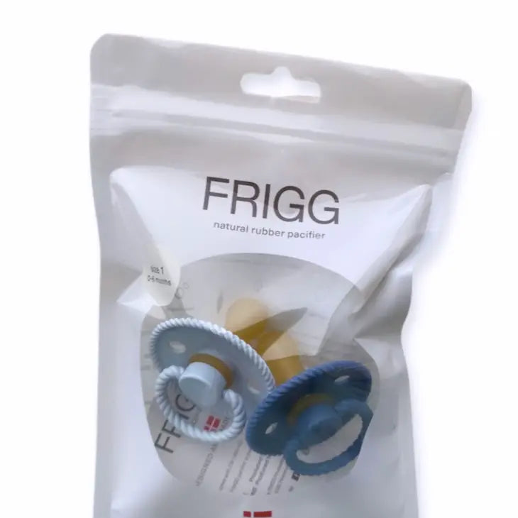 FRIGG - Rope fopspeen Poeder blauw + Oceaanblauw Maat 1 (2pack)