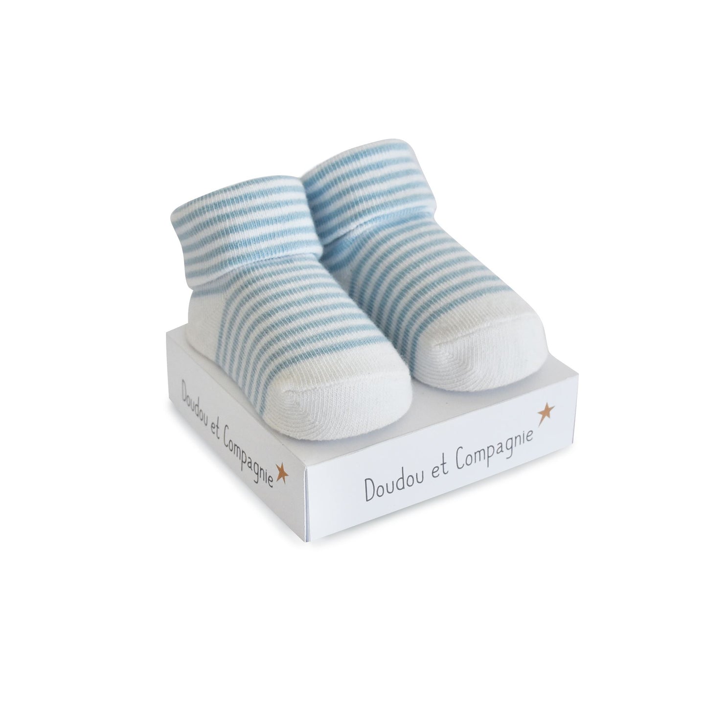 DOUDOU - sokjes met streep babyblauw