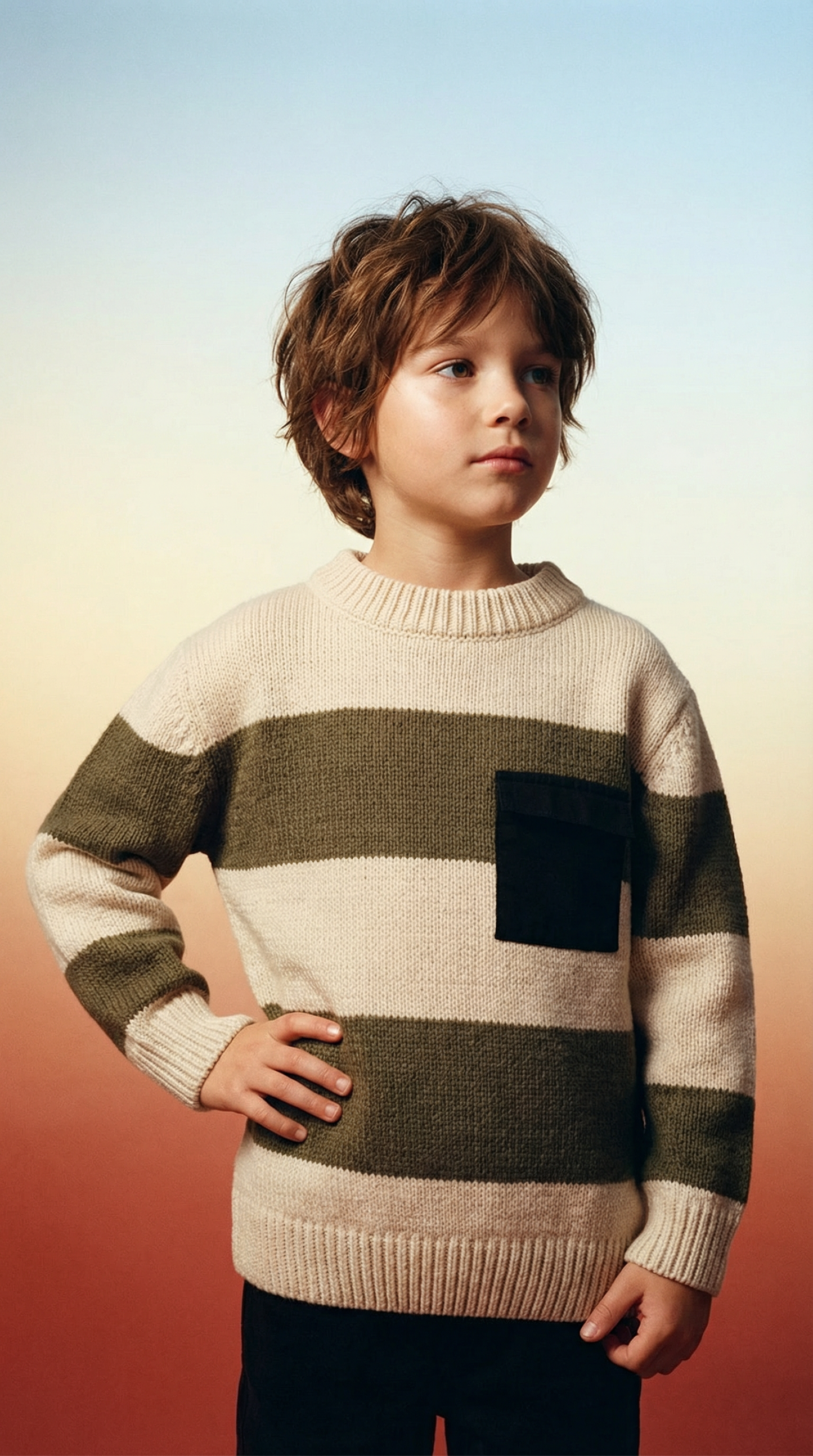 BLUE SEVEN - GESTREEPTE TRUI MET BORSTZAK