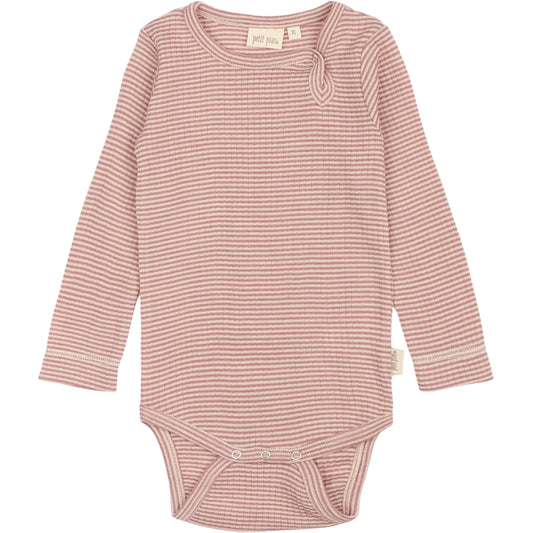 PETIT PIAO - MERINO WOLLEN ROMPER ROSE