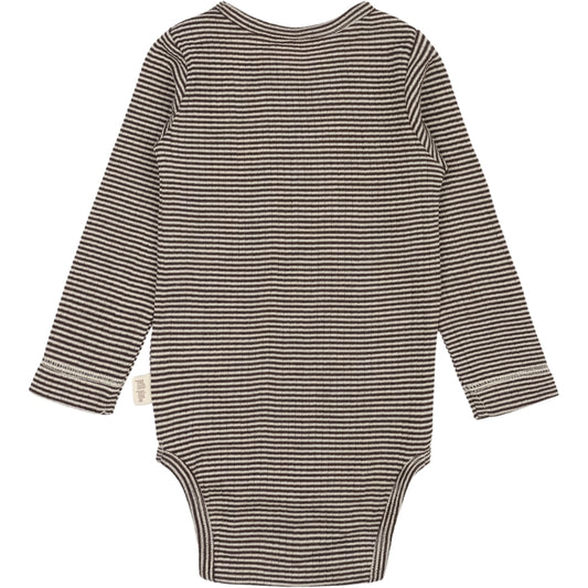 PETIT PIAO - MERINO WOLLEN ROMPER COFFEE