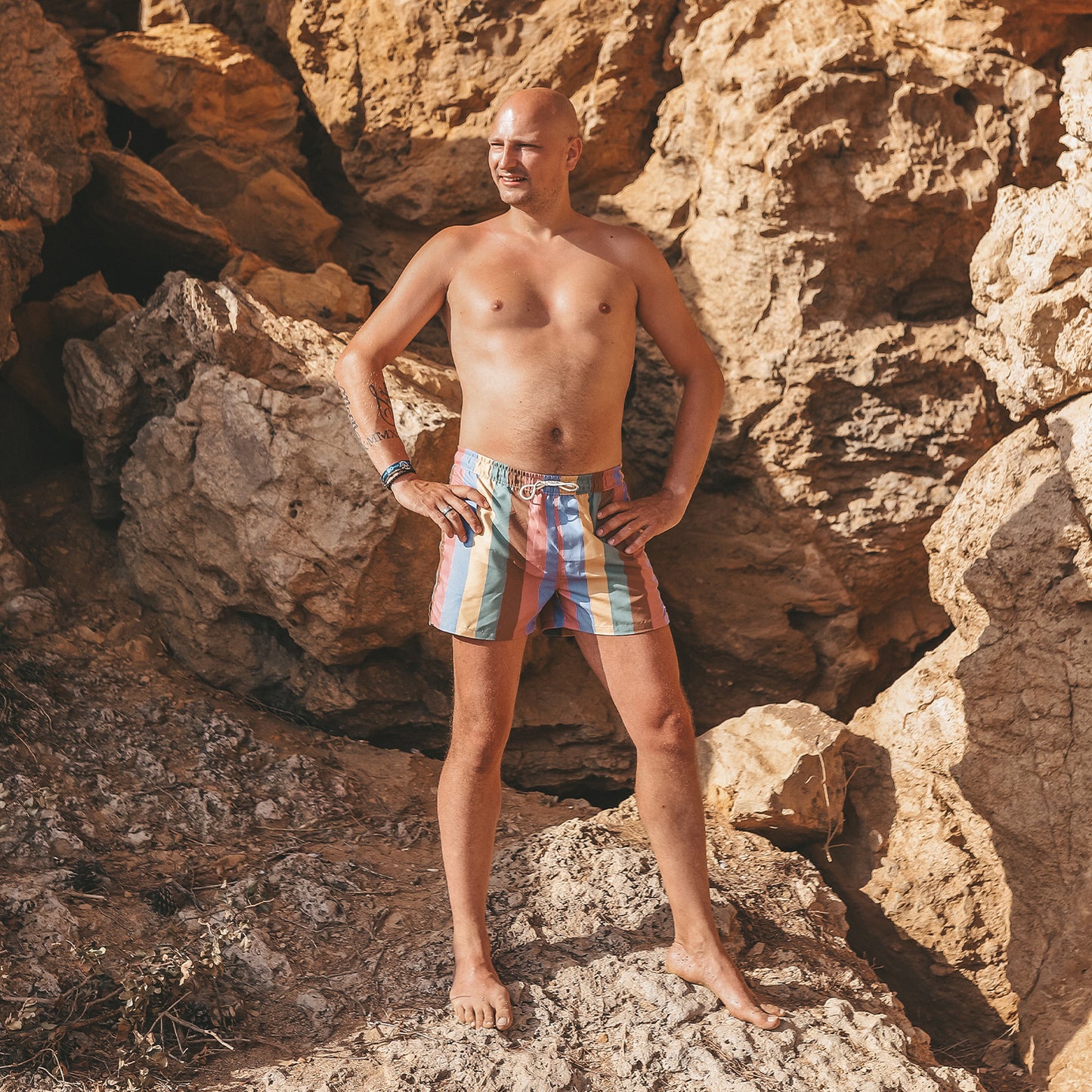 SALTED STORIES - MULTI STRIPE MEN ZWEMBROEK