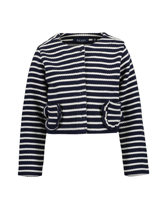 BLUE SEVEN - KORT JASJE GESTREEPT NAVY