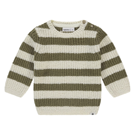 BABYFACE - GEBREIDE PULLOVER GESTREEPT ARMY