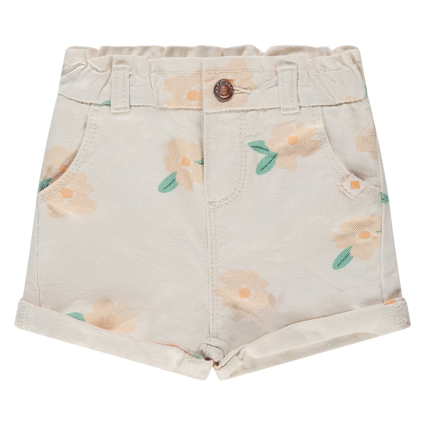 BABYFACE - IVORY DENIM SHORT MET ORANJE BLOEMETJES