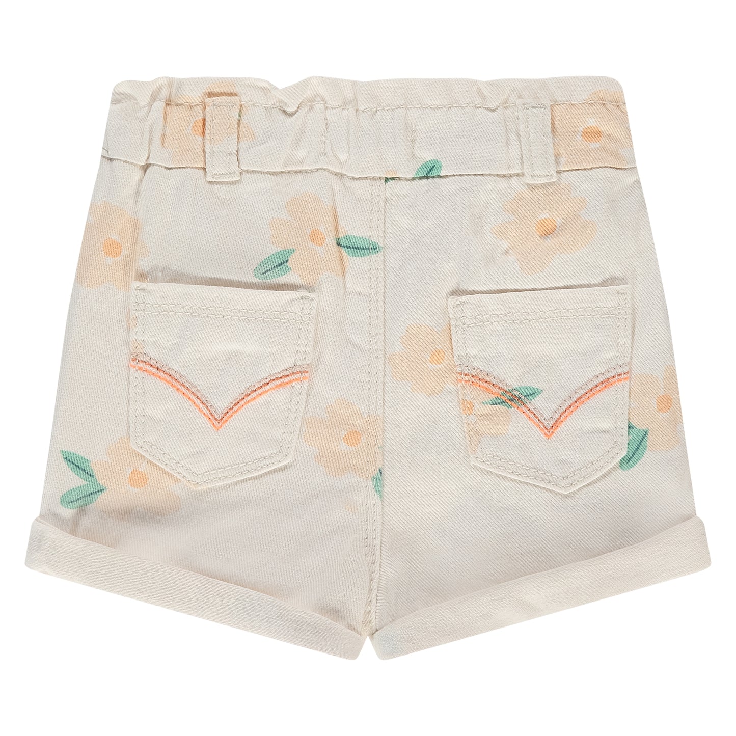 BABYFACE - IVORY DENIM SHORT MET ORANJE BLOEMETJES