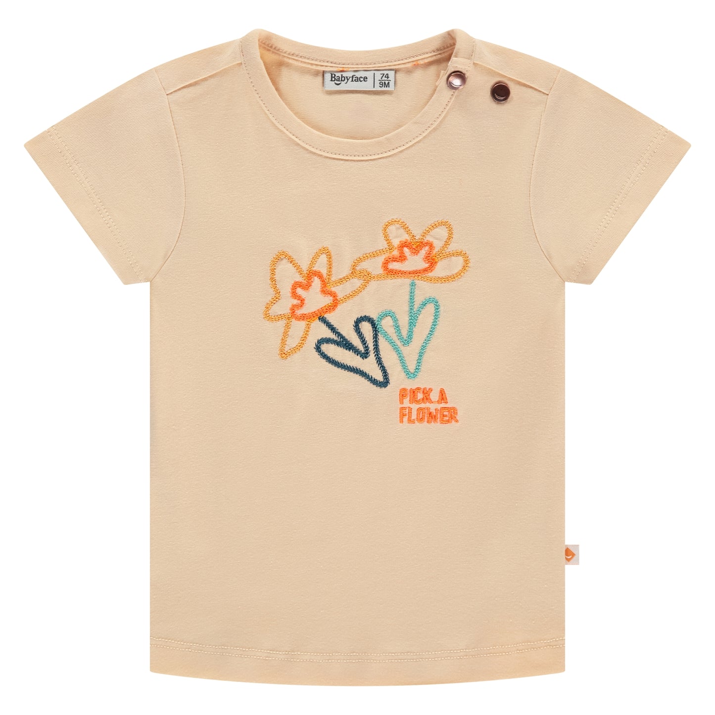 BABYFACE - ORANJE SHIRT MET BLOEMETJES