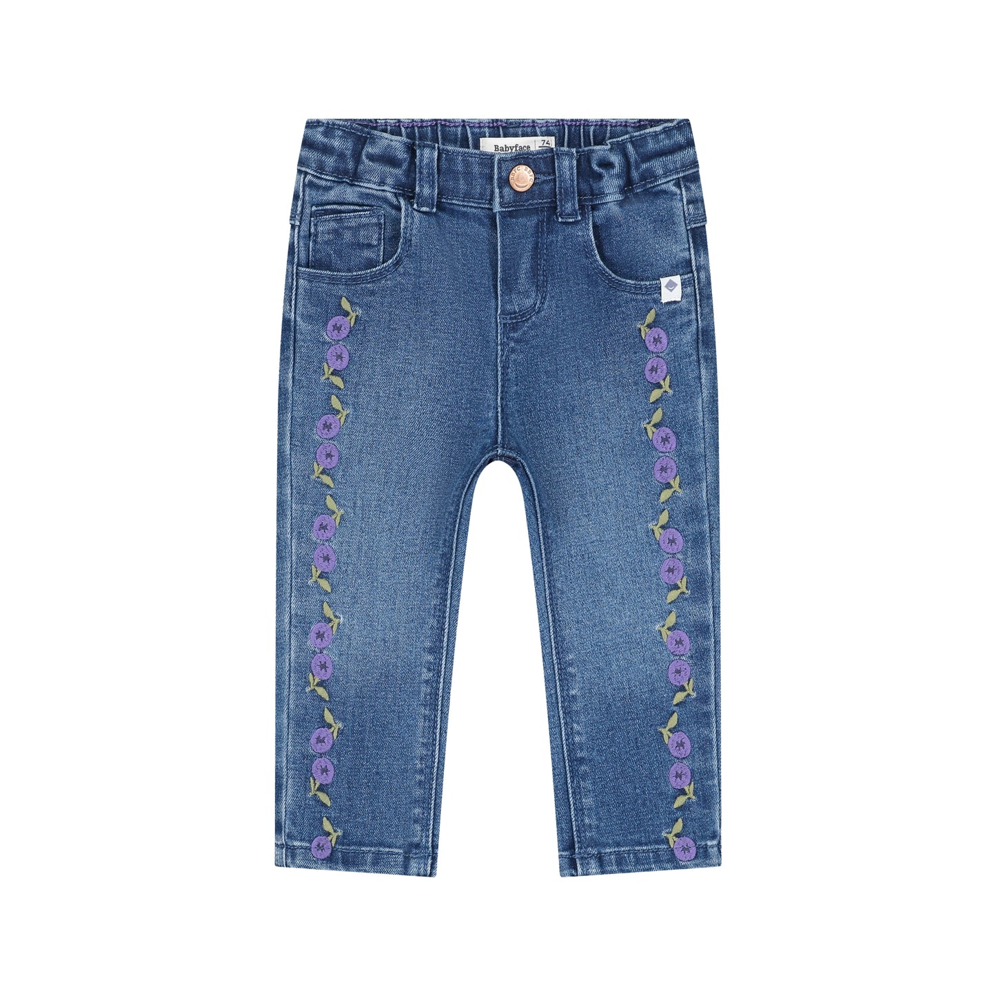 BABYFACE - DENIM BROEK PAARSE BLOEMEN