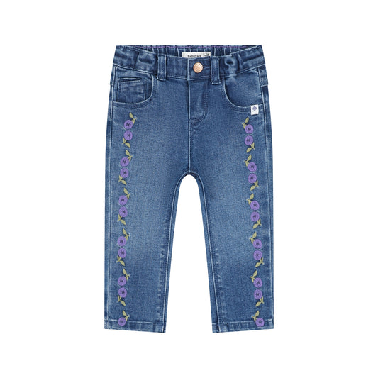 BABYFACE - DENIM BROEK PAARSE BLOEMEN