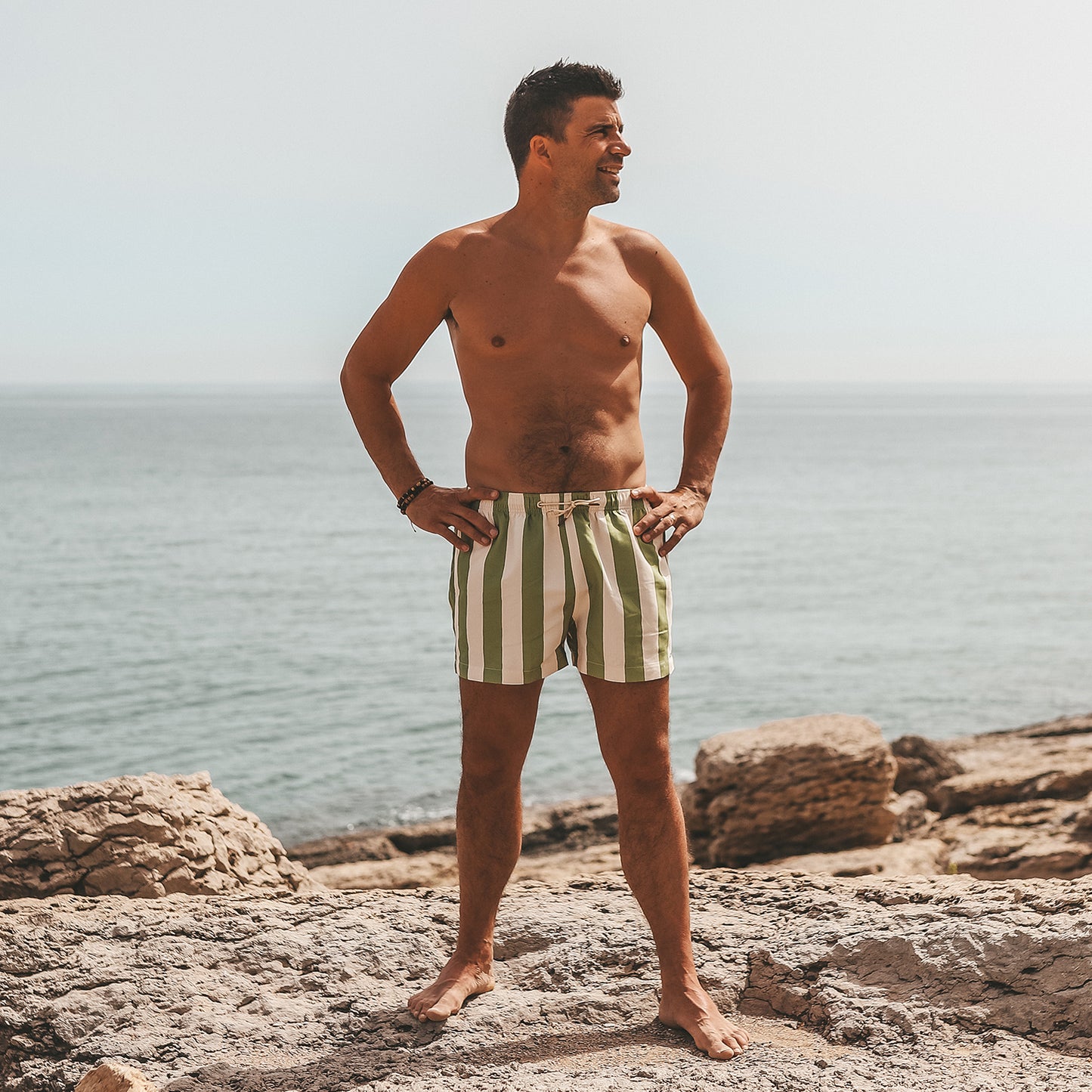 SALTED STORIES - SWIM SHORT MEN IGUANA WIDE STRIPE