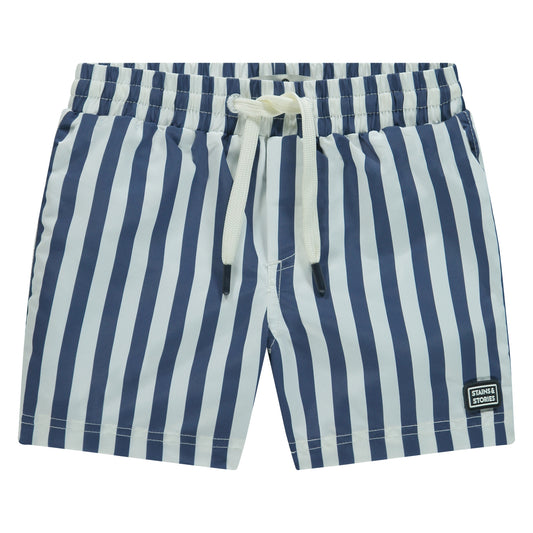STAINS AND STORIES - SWIMSHORT BLAUW GESTREEPT