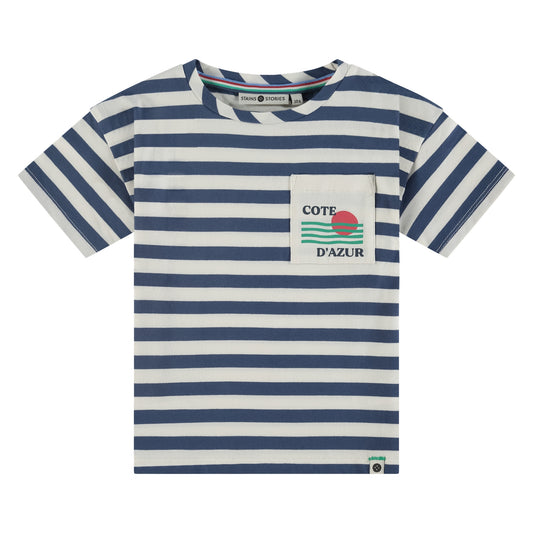 STAINS AND STORIES - BLAUW GESTREEPT SHIRT