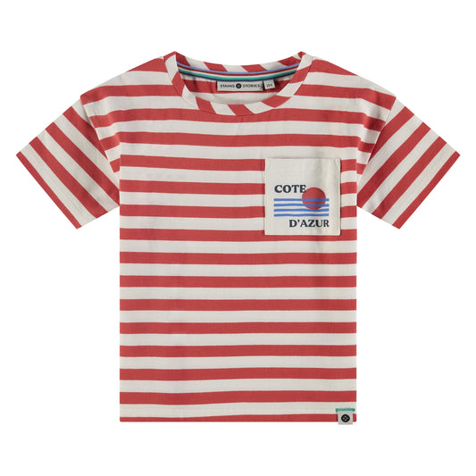 STAINS AND STORIES - ROOD GESTREEPT SHIRT