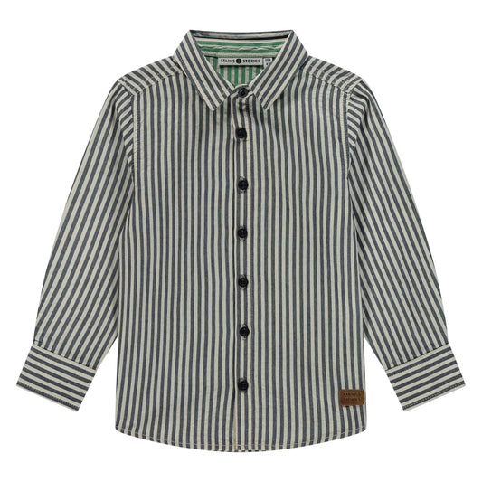 STAINS AND STORIES - BLOUSE DONKER BLAUW GESTREEPT