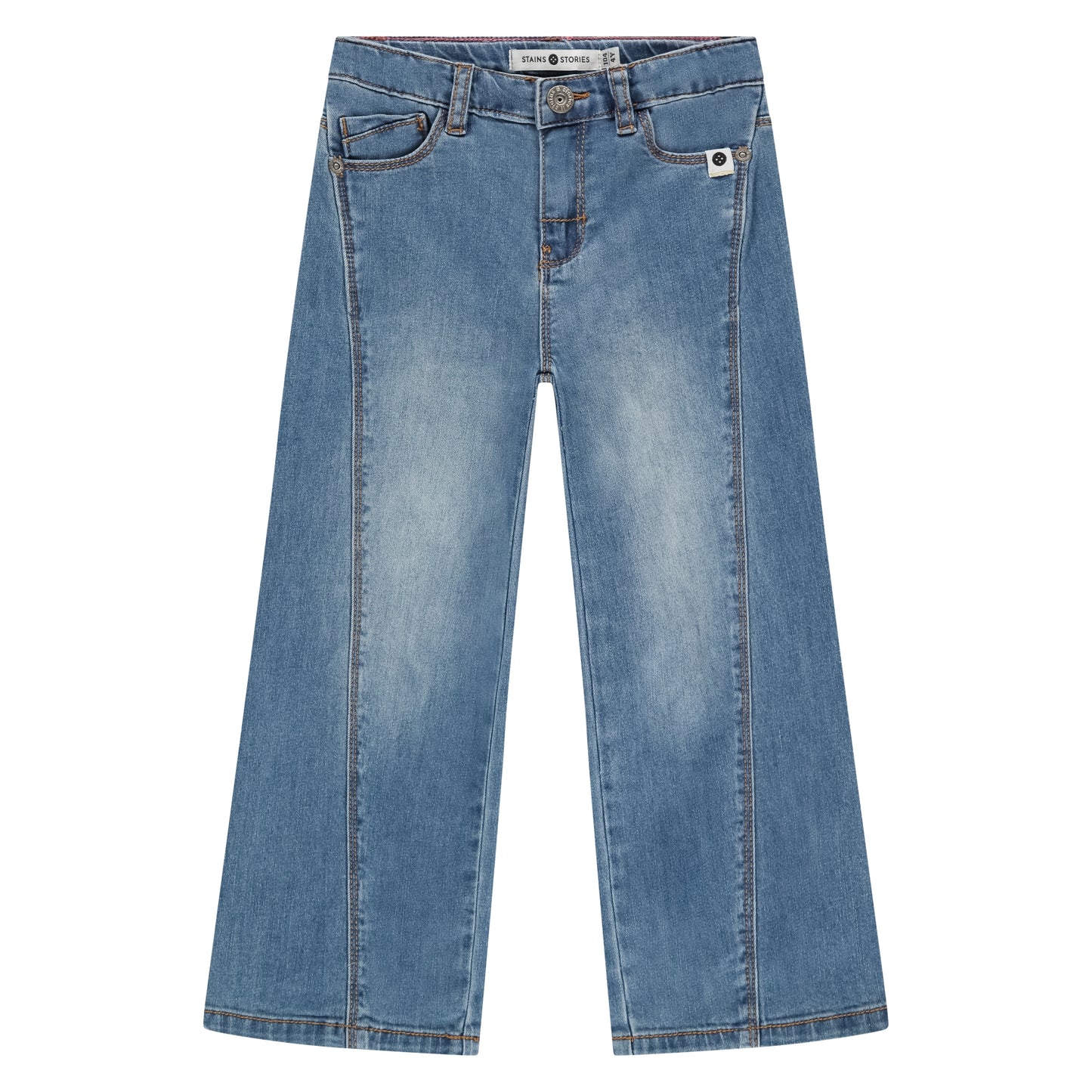 STAINS AND STORIES - MEDIUM BLUE DENIM WIDE LEG