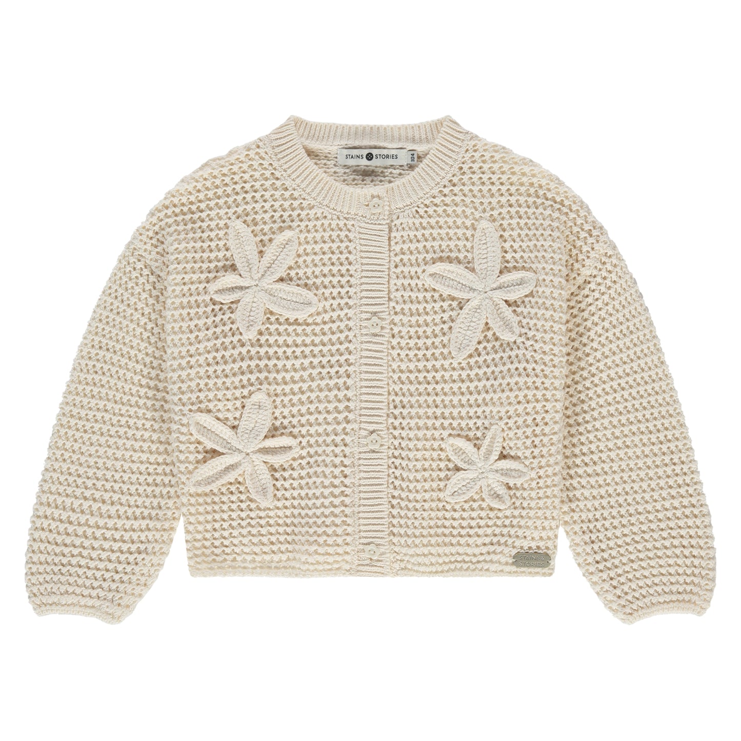 STAINS AND STORIES - IVORY GEHAAKT VEST 3D BLOEMEN
