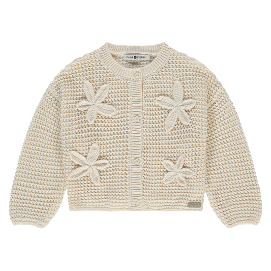 STAINS AND STORIES - IVORY GEHAAKT VEST 3D BLOEMEN