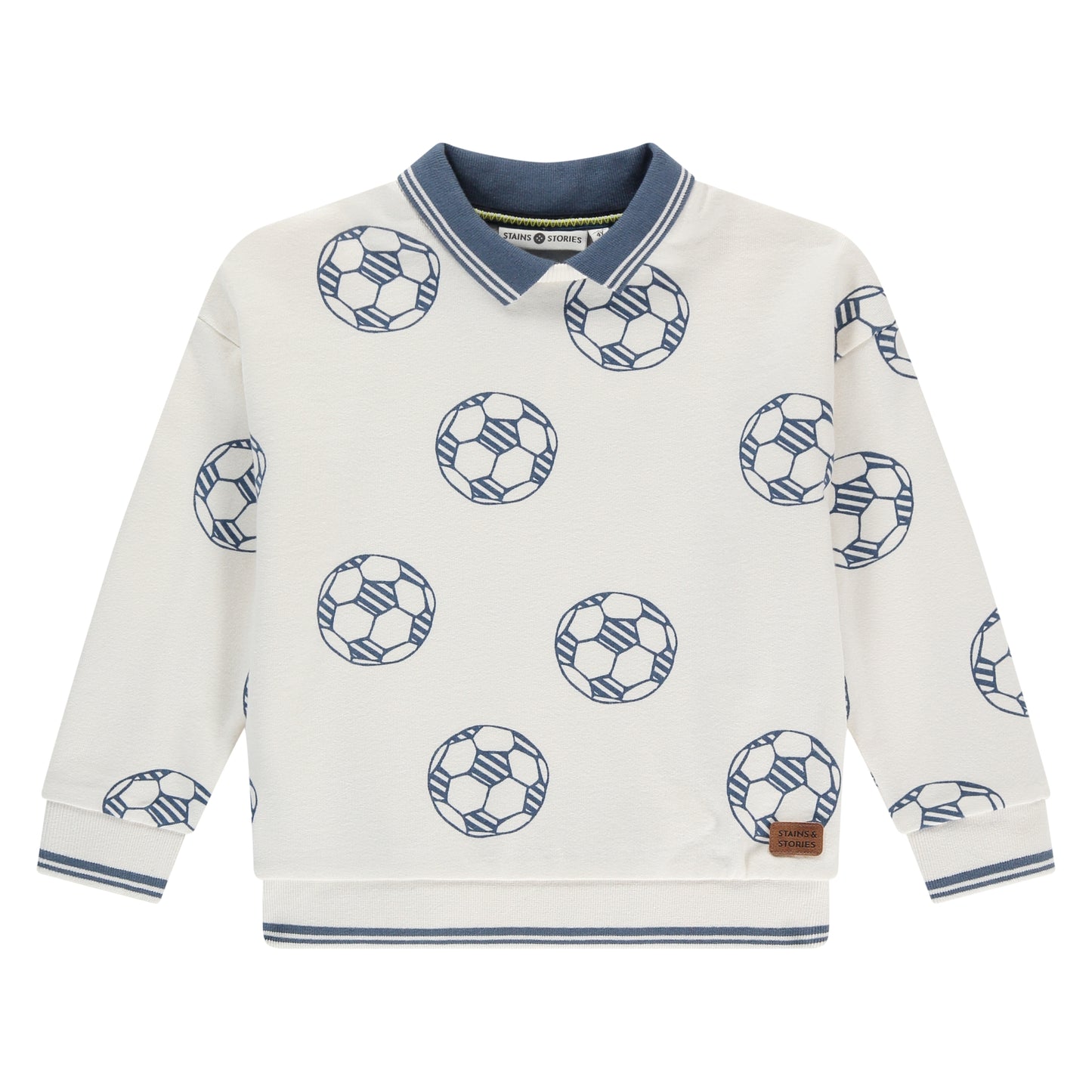 STAINS AND STORIES - SWEATSHIRT POLOKRAAG VOETBAL