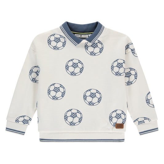 STAINS AND STORIES - SWEATSHIRT POLOKRAAG VOETBAL