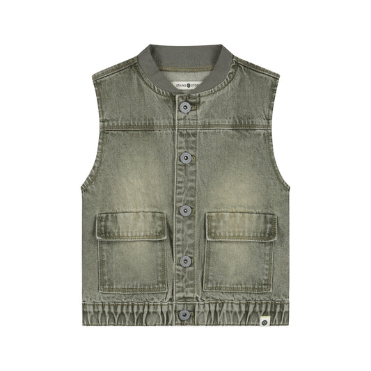 STAINS AND STORIES - ARMY DENIM GILET