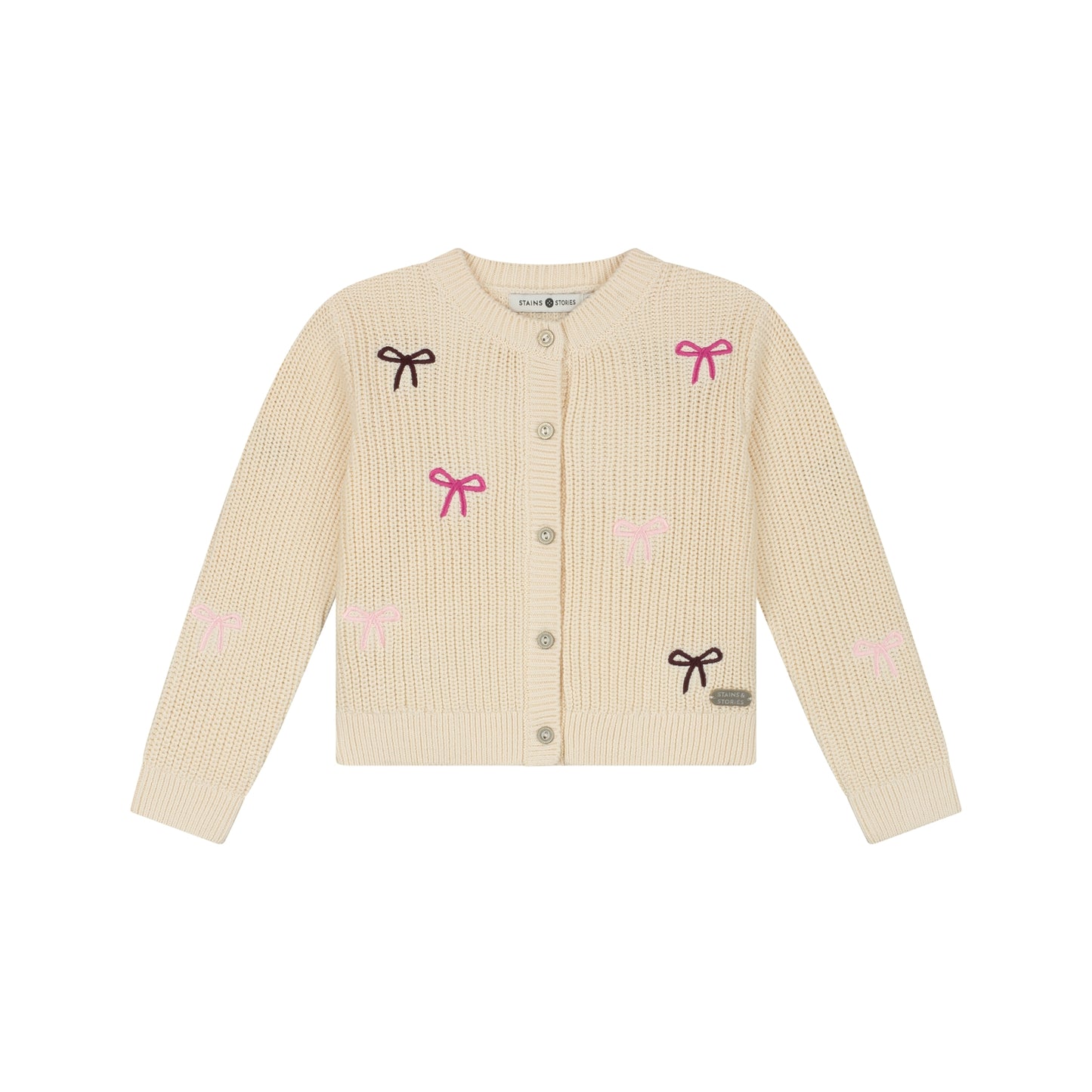 STAINS AND STORIES - GEBREID VEST CREAM STRIKJES