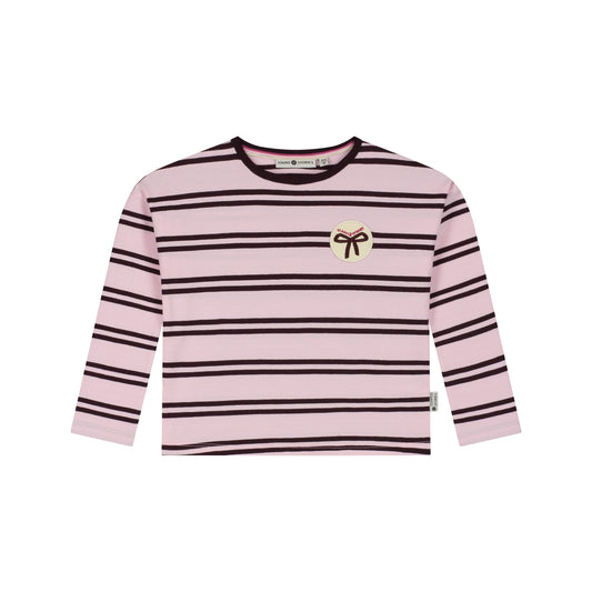 STAINS AND STORIES - WINE RED GESTREEPT SHIRT