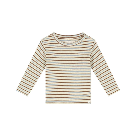 A TINY STORY - SHIRT IVORY/BRUIN/BLAUW
