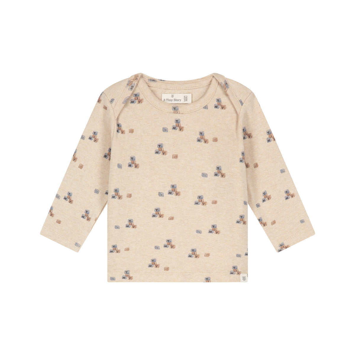A TINY STORY - BABY SHIRT BEIGE MELANGE BLOKJES