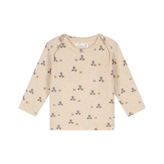 A TINY STORY - BABY SHIRT BEIGE MELANGE BLOKJES