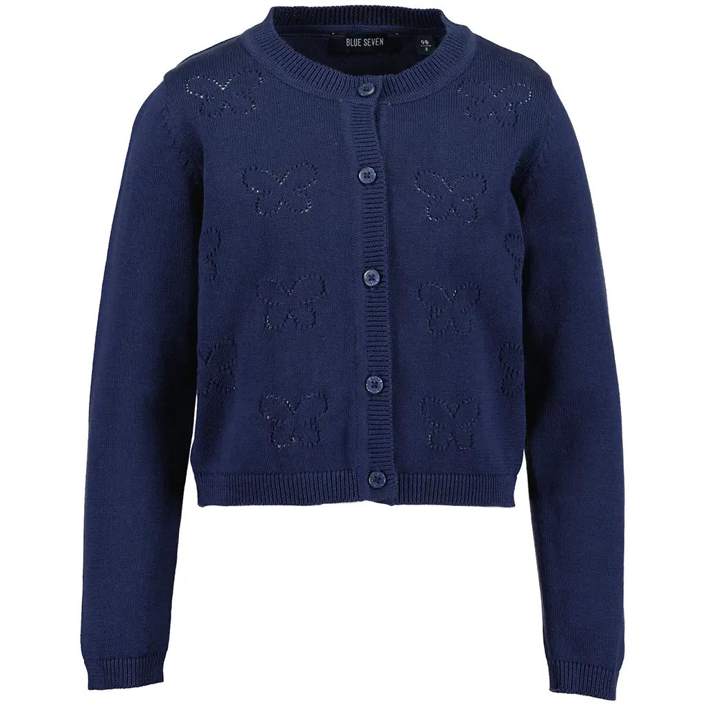 BLUE SEVEN - VEST MET OPEN VLINDERTJES DONKER BLAUW