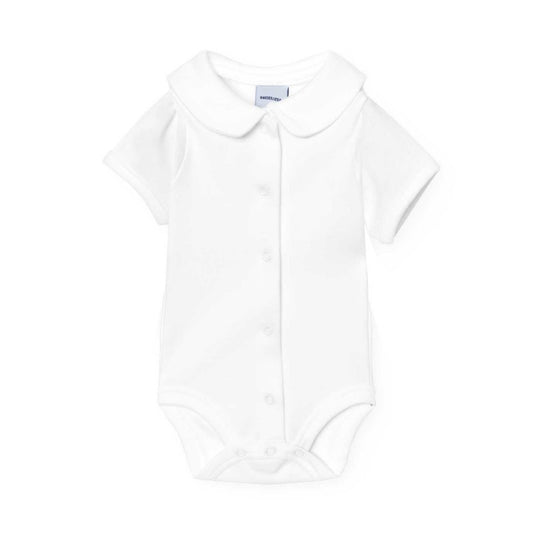 BABIDU - ROMPER MET VOORSLUITING EN POLOKRAAG WIT KORTE MOUW